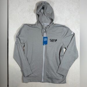 NWT Brooks x Fleet Feet Cincinnati OH Running Club Light Gray Zip-Up Hoodie